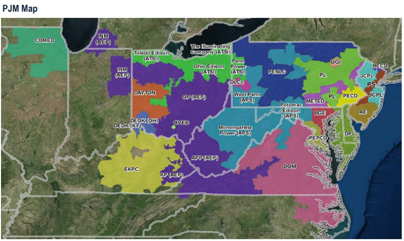 Map that shows the territory PJM covers